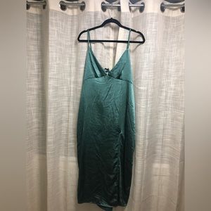 Target Midi Sage Green Slit Satin Dress NWT